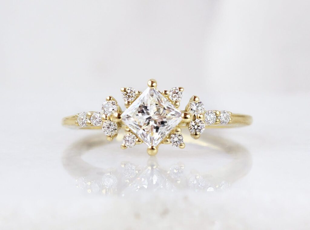 princess diamond cut engagement ring