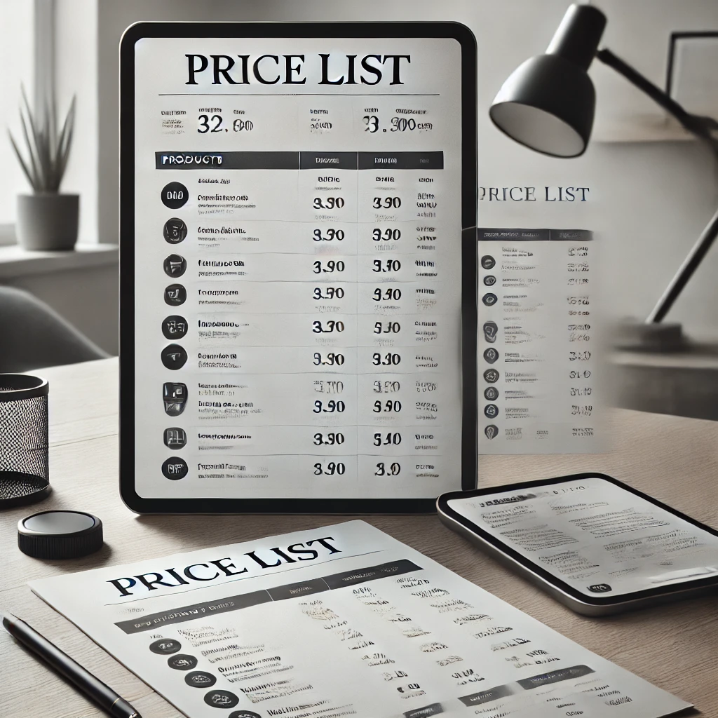 Price list template design